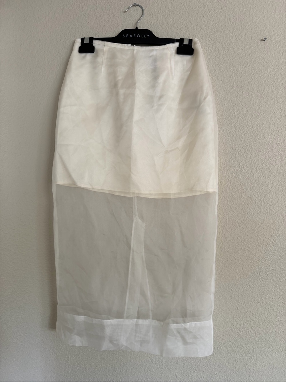 (Nude) Silk Organza Pencil Skirt Off White Size IT 40 US 4